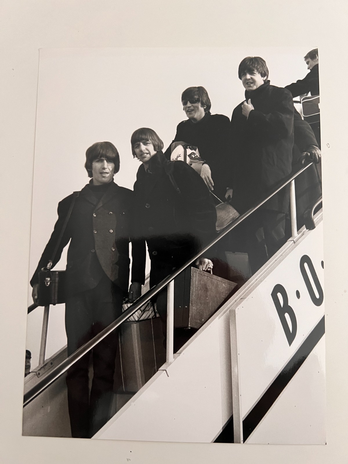 Vintage The Beatles 1965 Heathrow BOAC Plane Steps Flight  Austria Press Photo