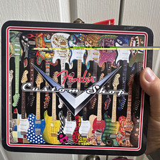 Fender Custom Shop Metal Lunchbox Tin Case w/ Red Handle Guitar Graphic picture
