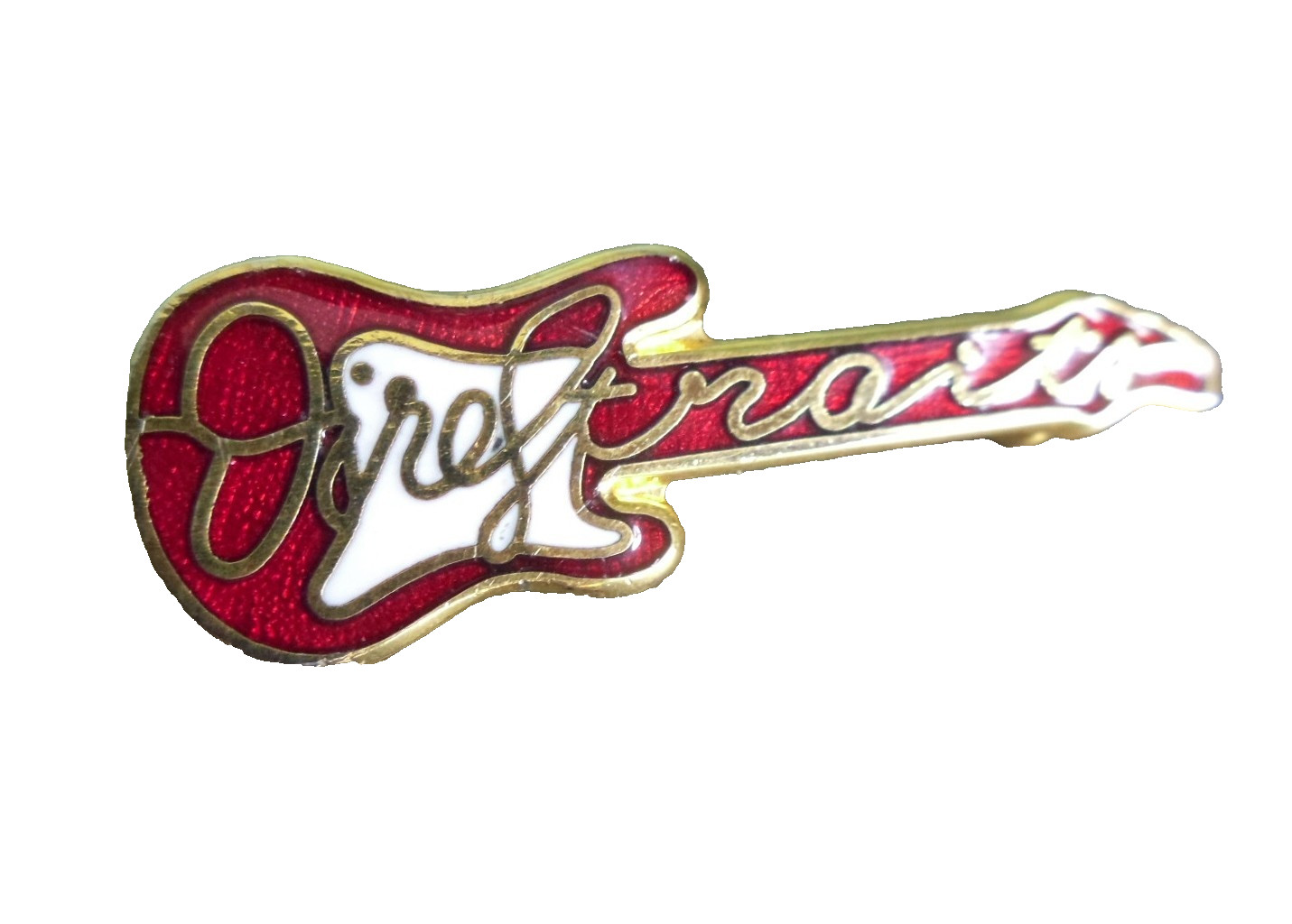 Dire Straits Vintage Guitar Shaped Gold Tone with Enamel Pin Badge