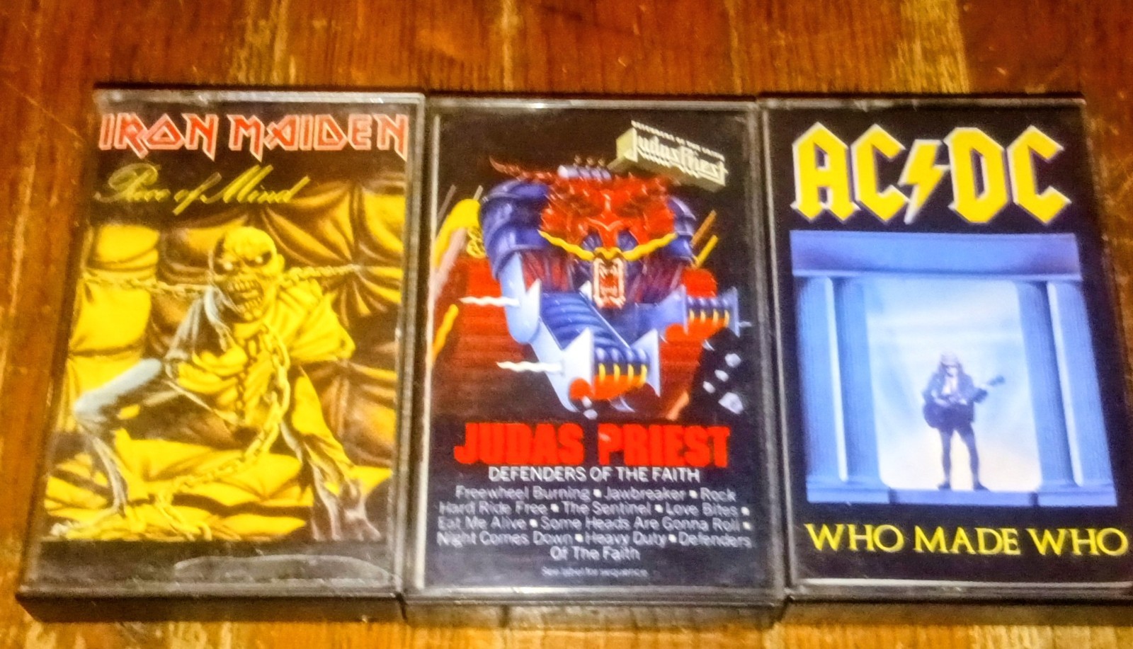 VTG Cassette Tape Lot Of 3 Metal  Iron Maiden Judas Priest AC DC Hard Rock 