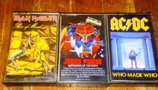 VTG Cassette Tape Lot Of 3 Metal  Iron Maiden Judas Priest AC DC Hard Rock  picture