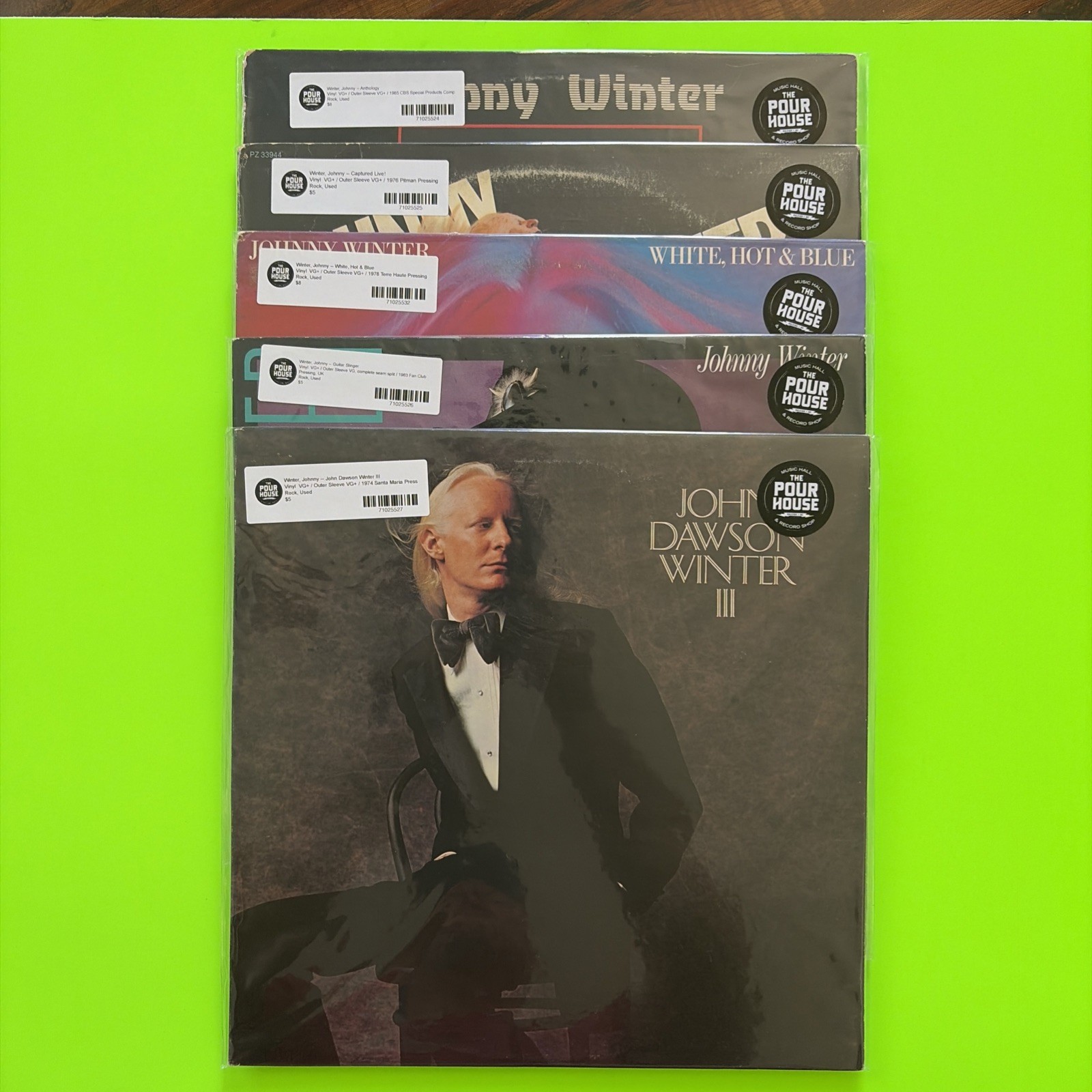 Lot of 5 Vintage JOHNNY WINTER LP'S Vinyl Records Albums