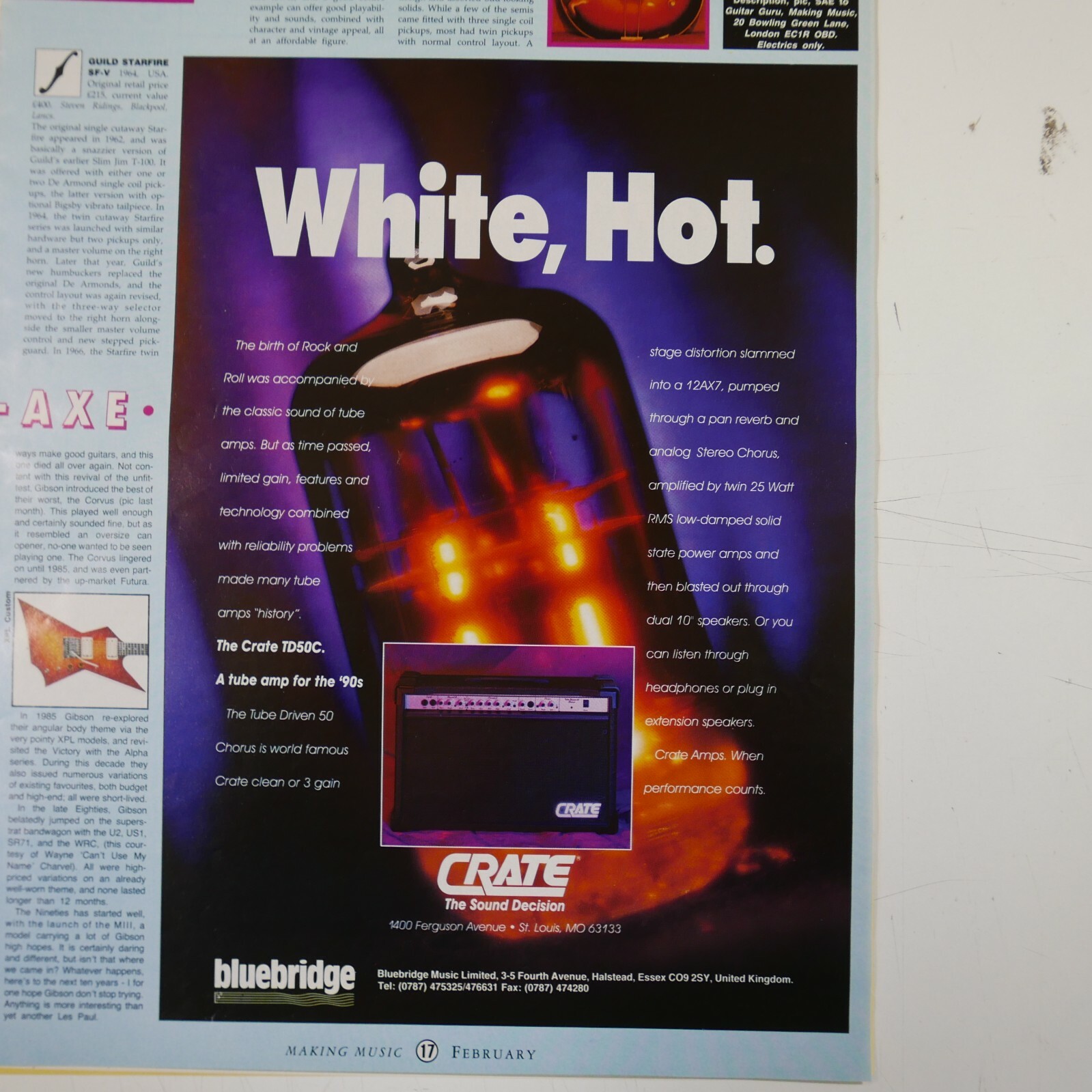 21x30cm magazine cutting 1992 CRATE TD50C AMPLIFIER