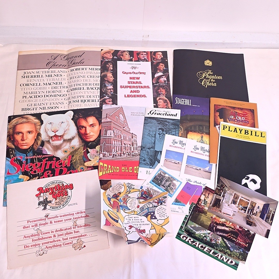Vintage Theater Music Ephemera Lot Phantom of the Opera Graceland Siegfried Roy