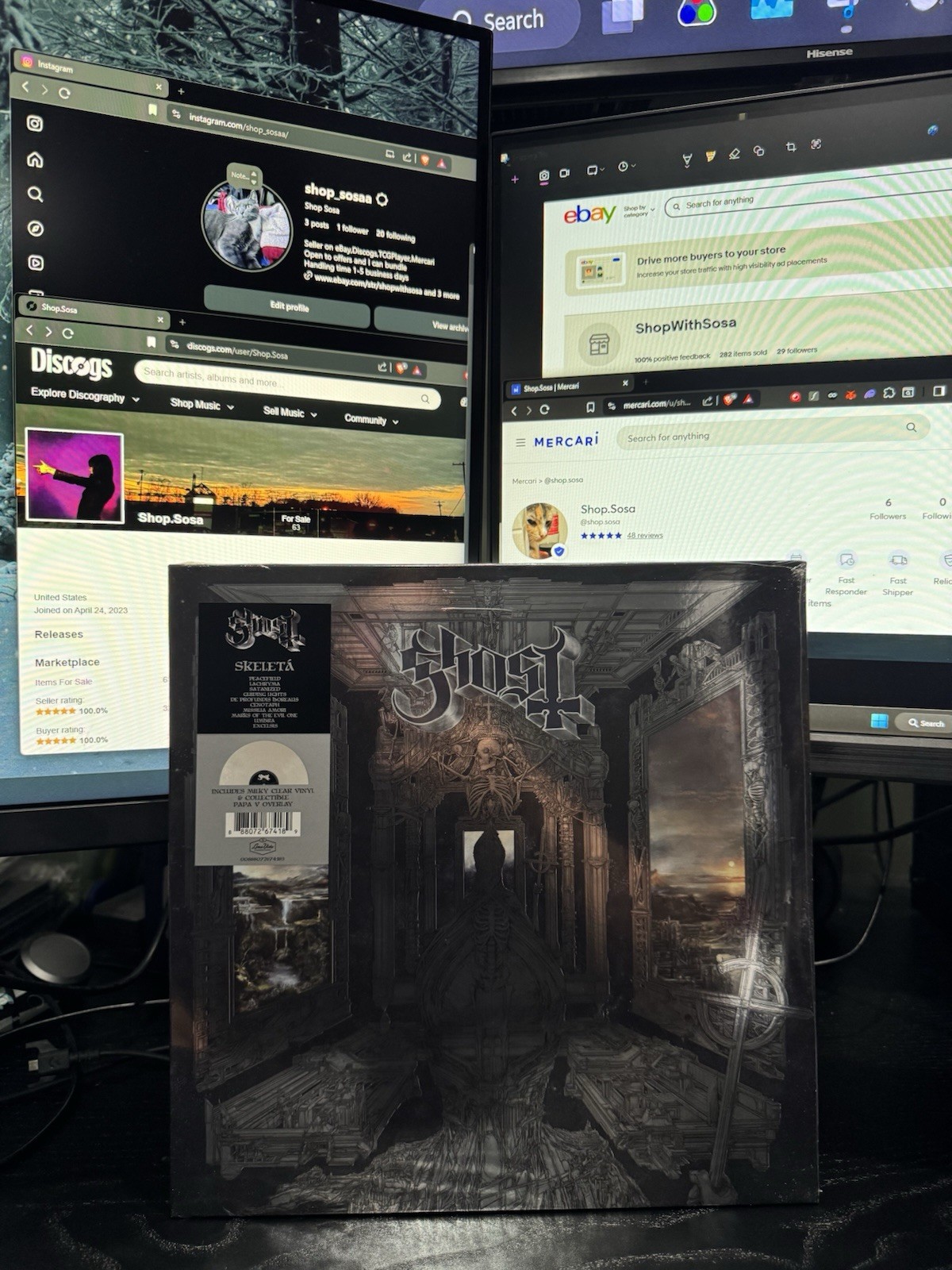 Ghost - Skeleta Milky Clear Vinyl LP + Papa V Overlay With Signed Insert