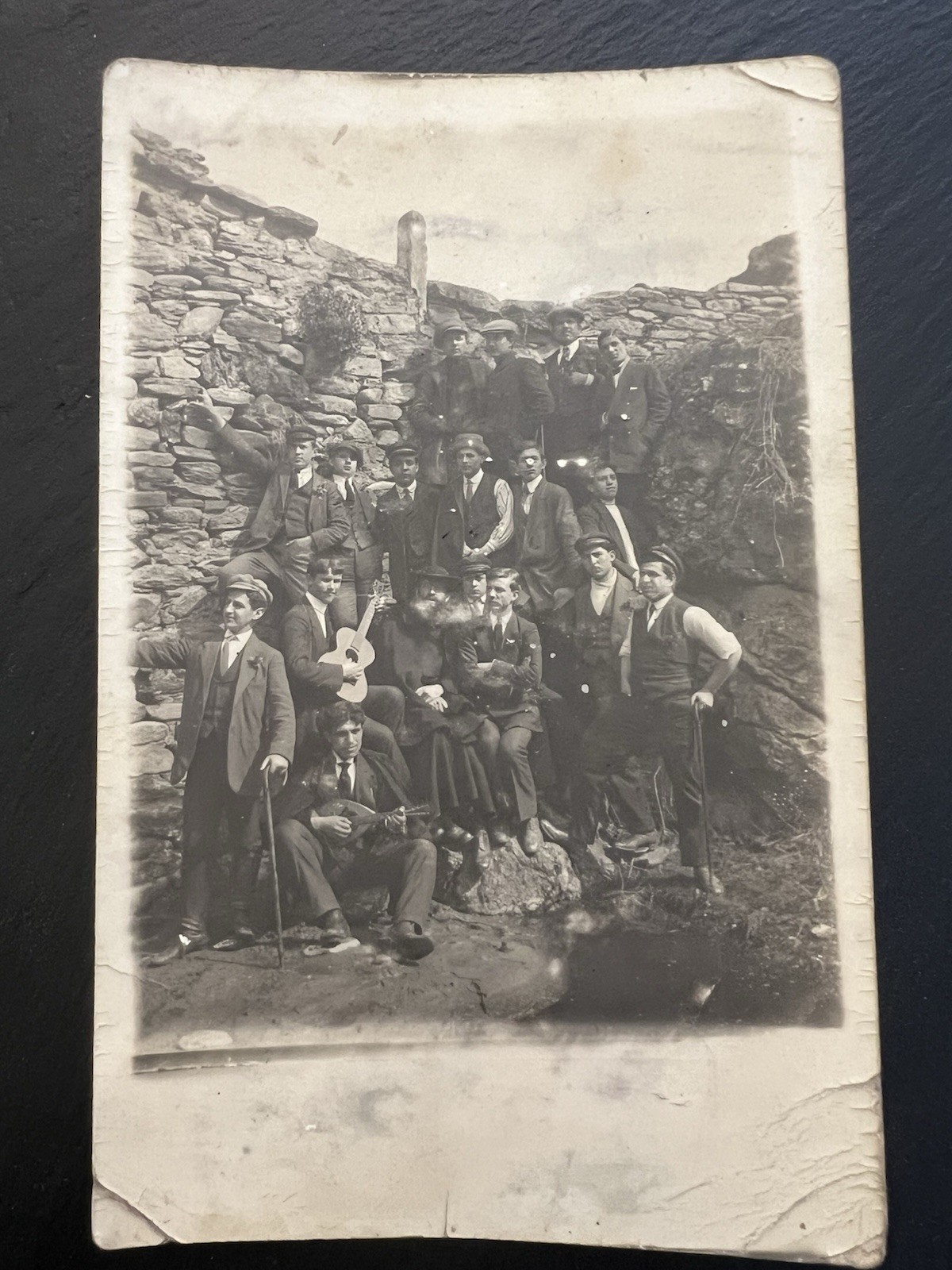 Antique RPPC Postcard Men Musician Group Guitar Mandolin 