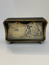 Vintage German SCHMID Music Box Alarm Clock W/ Reuge Music Box * Non-Working * picture