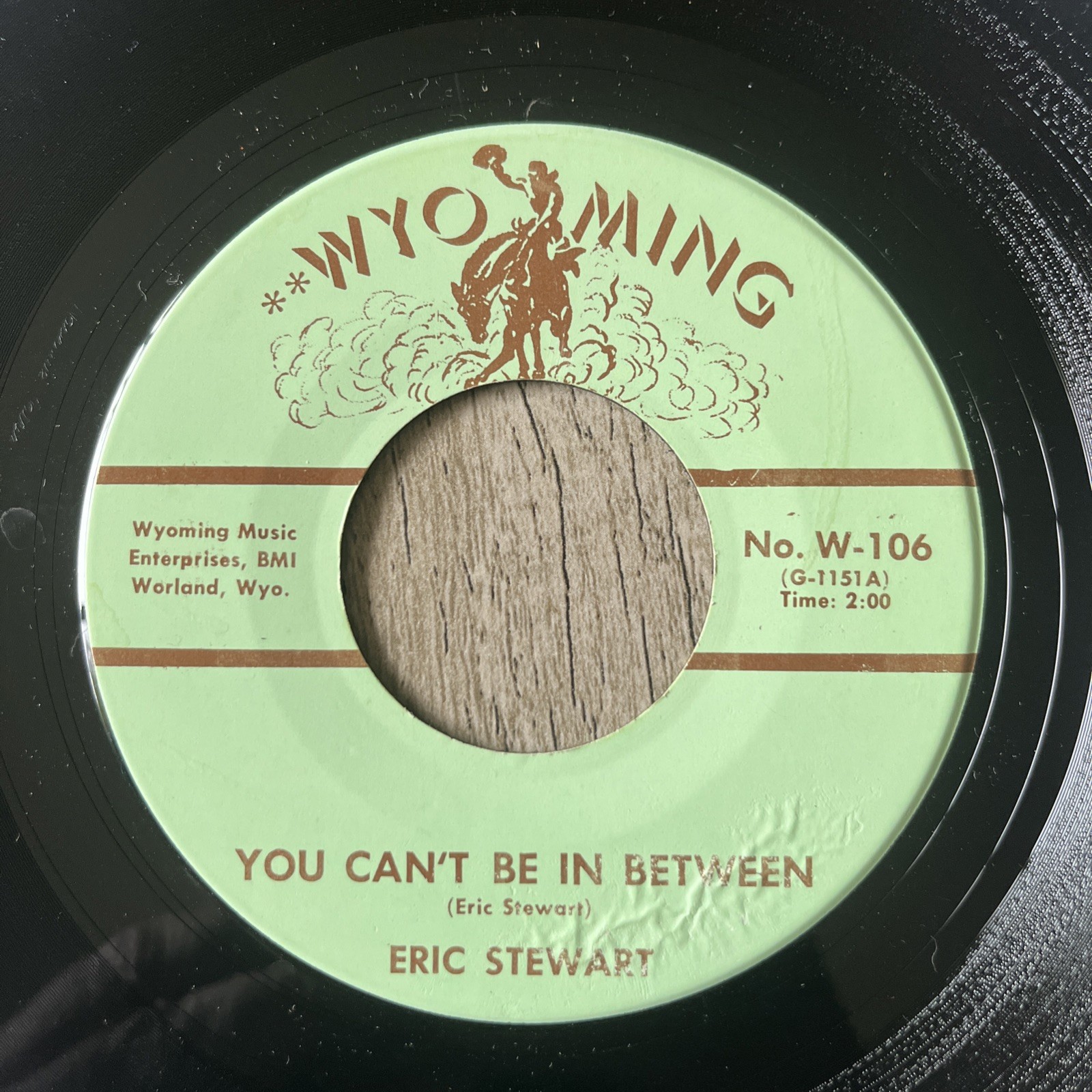 WYOMING 45: Eric Stewart, You Can\'t be In Between, PRIVATE label OBSCURE COUNTRY