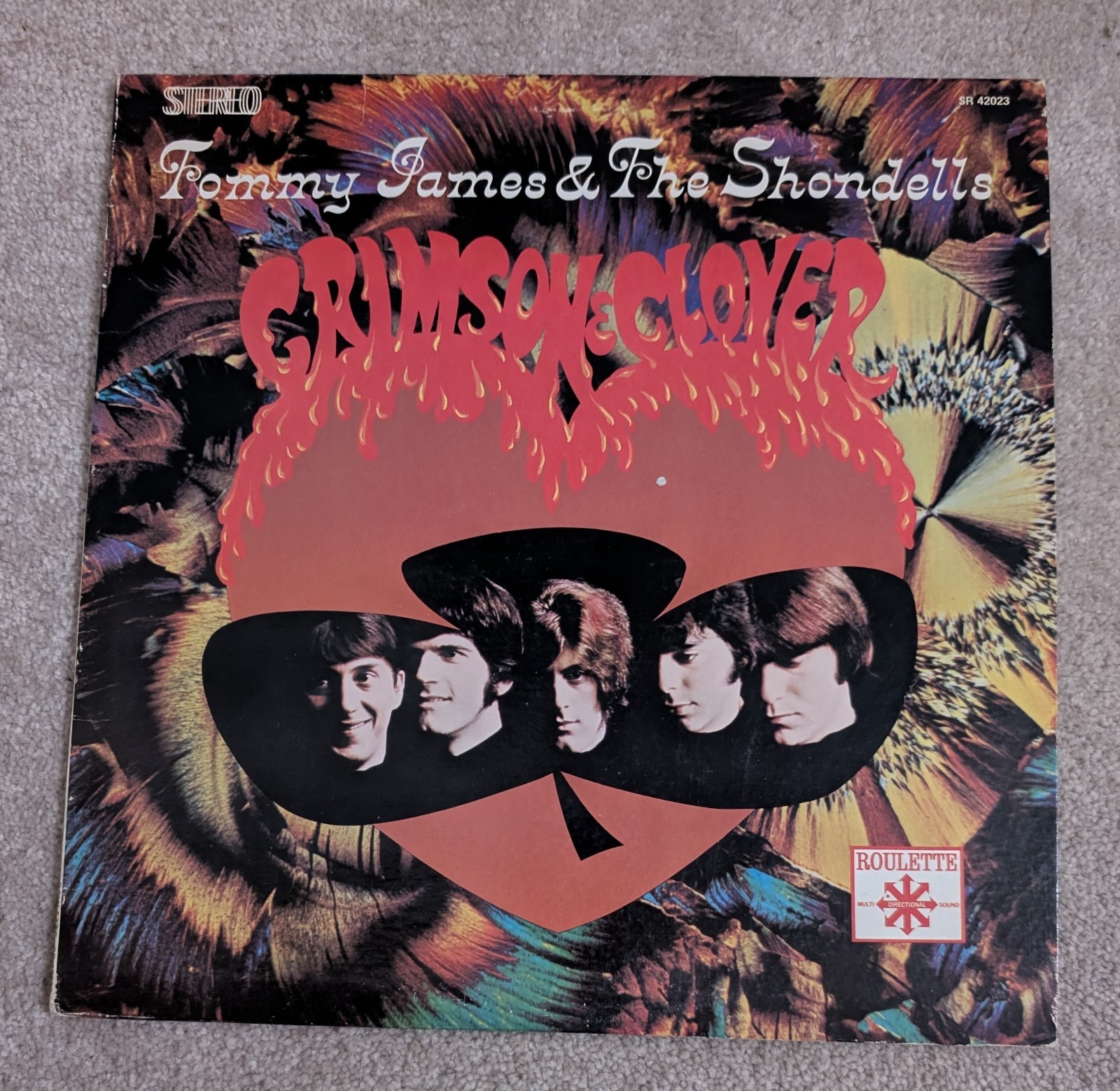 TOMMY JAMES & THE SHONDELLS Crimson & Clover 1969 LP ROULETTE EX Vinyl Record 