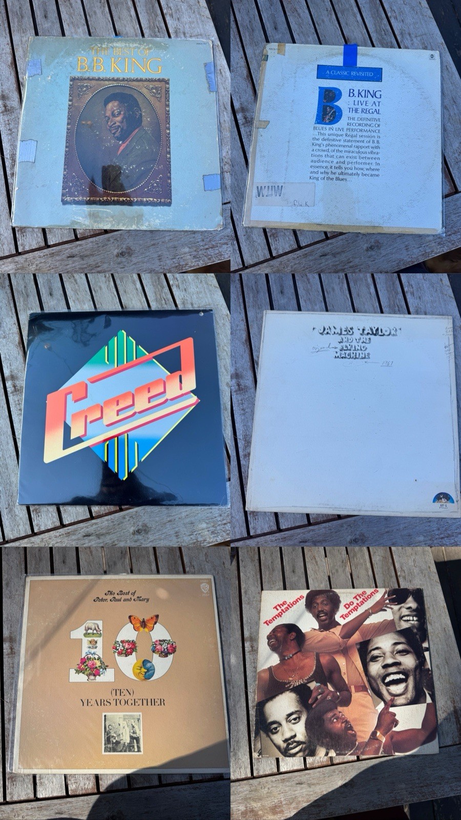 Set of 6 vintage vinyl records all tested VG + bb King James Taylor temptations