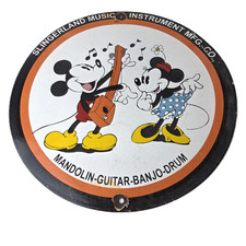 Vintage Slingerland Music Sign - Drums Guitar Disney Mickey Gas Pump Ad Sign picture