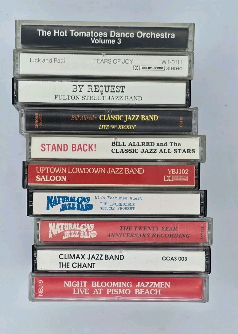 10 Lot Cassette Jazz & Blues Natural Gas, Climax, Bill Allred, Tuck, By Request