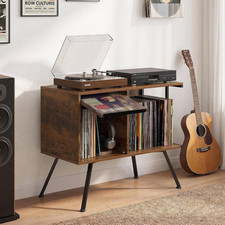Flip Top Record Player Stand with Vinyl Storage Up to 150 Albums picture