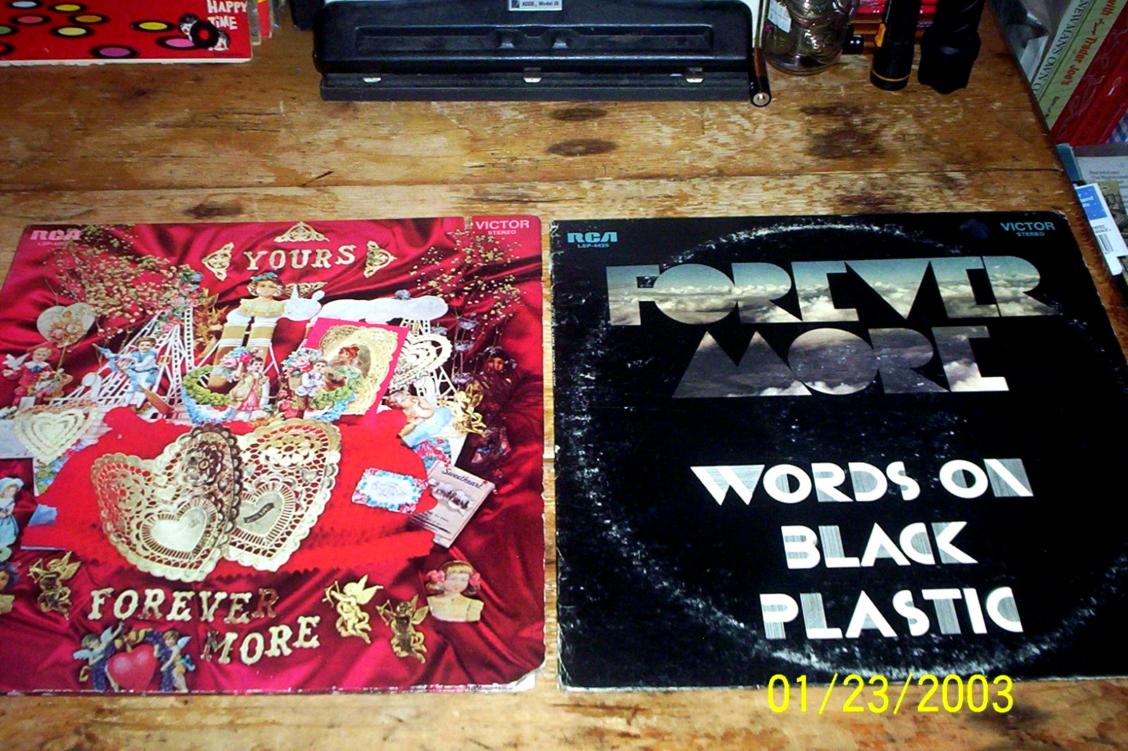 FOREVER MORE ( 2 ) VINYL LP lot: WORDS ON BLACK PLASTIC /  YOURS FOREVER MORE NM
