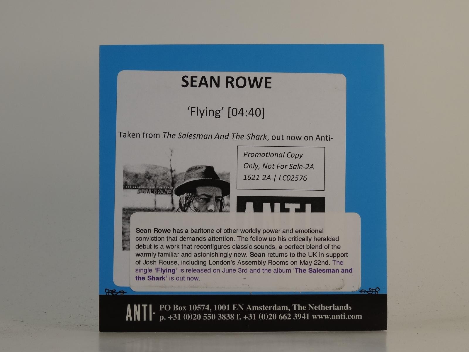 SEAN ROWE FLYING (H1) 1 Track Promo CD Single plus Card Sleeve ANTI-
