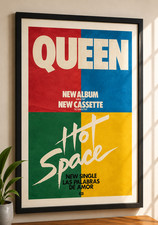 QUEEN+HOT SPACE+1982+ORIGINAL GIANT SIZED FRAMED POSTER ADVERT picture