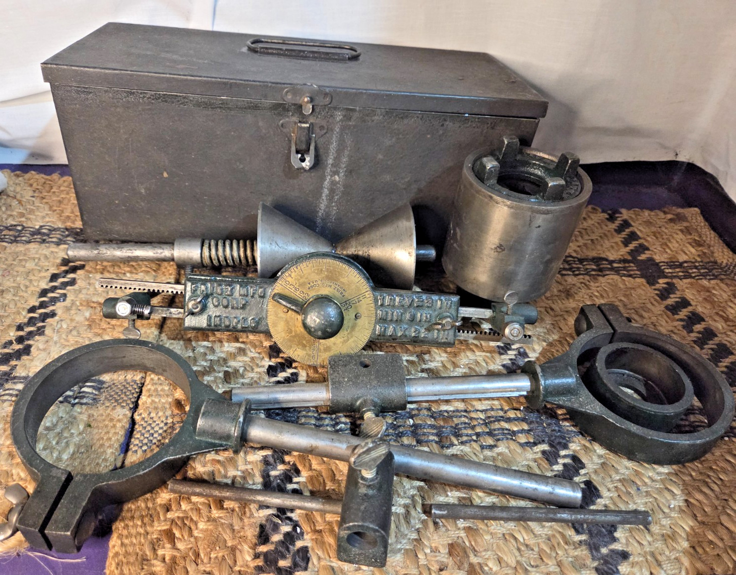 Antique Frisz Indianapolis Brake Drum Gauge Centering Tool Set Brass Dial USA