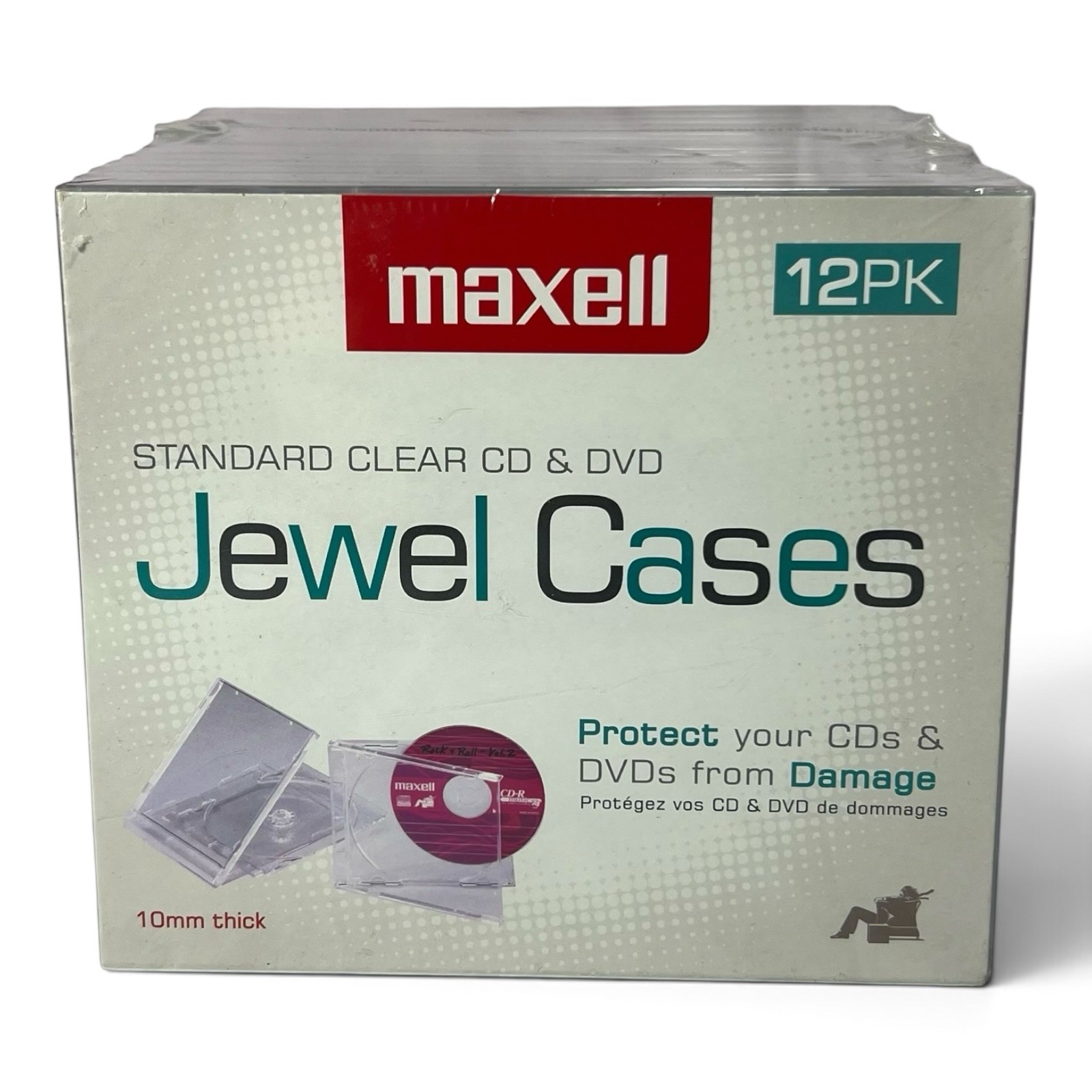 Maxell 190069d CD-360 Replacement CD/DVD Jewel Boxes Plastic 12 Pack (Clear)