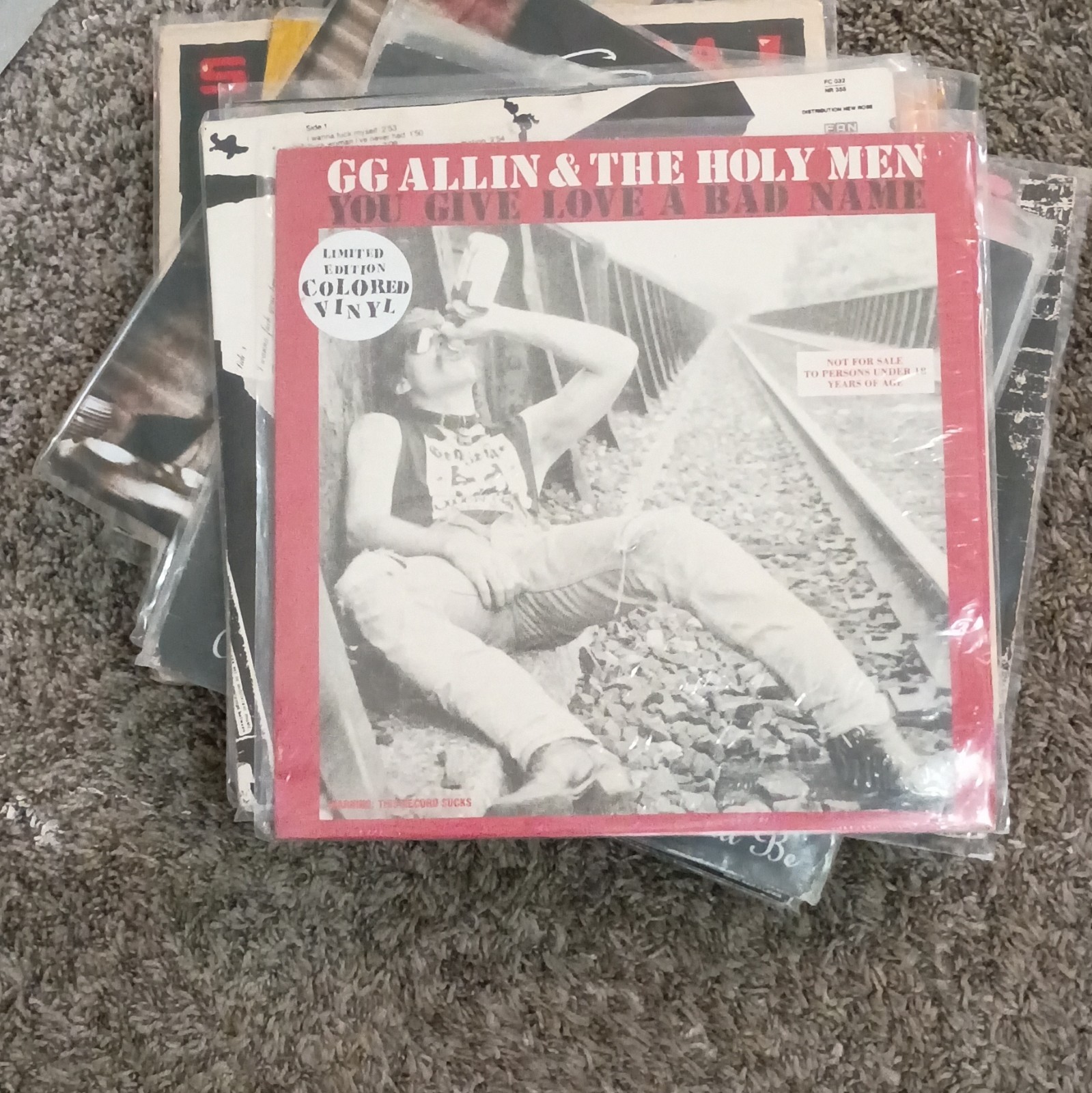 G.G. Allin & The Holy Men You Give Love a Bad Name Homestead Red Vinyl LP