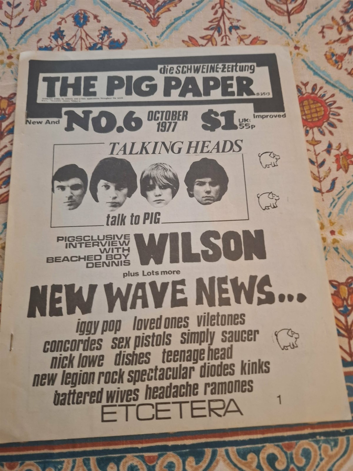 MAGAZINES-The Pig Paper #6 oct \'77 w.talking heads/viletones/s. saucer punk