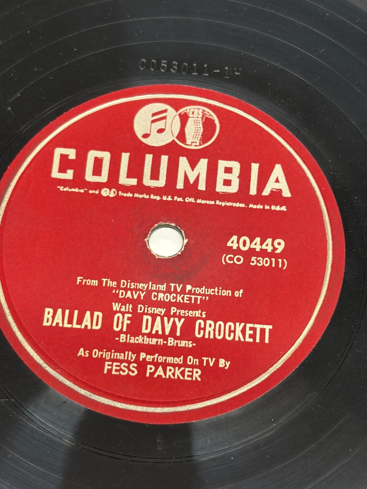Fess Parker Ballad of Davy Crockett / Gave My Love Walt Disney Columbia 78