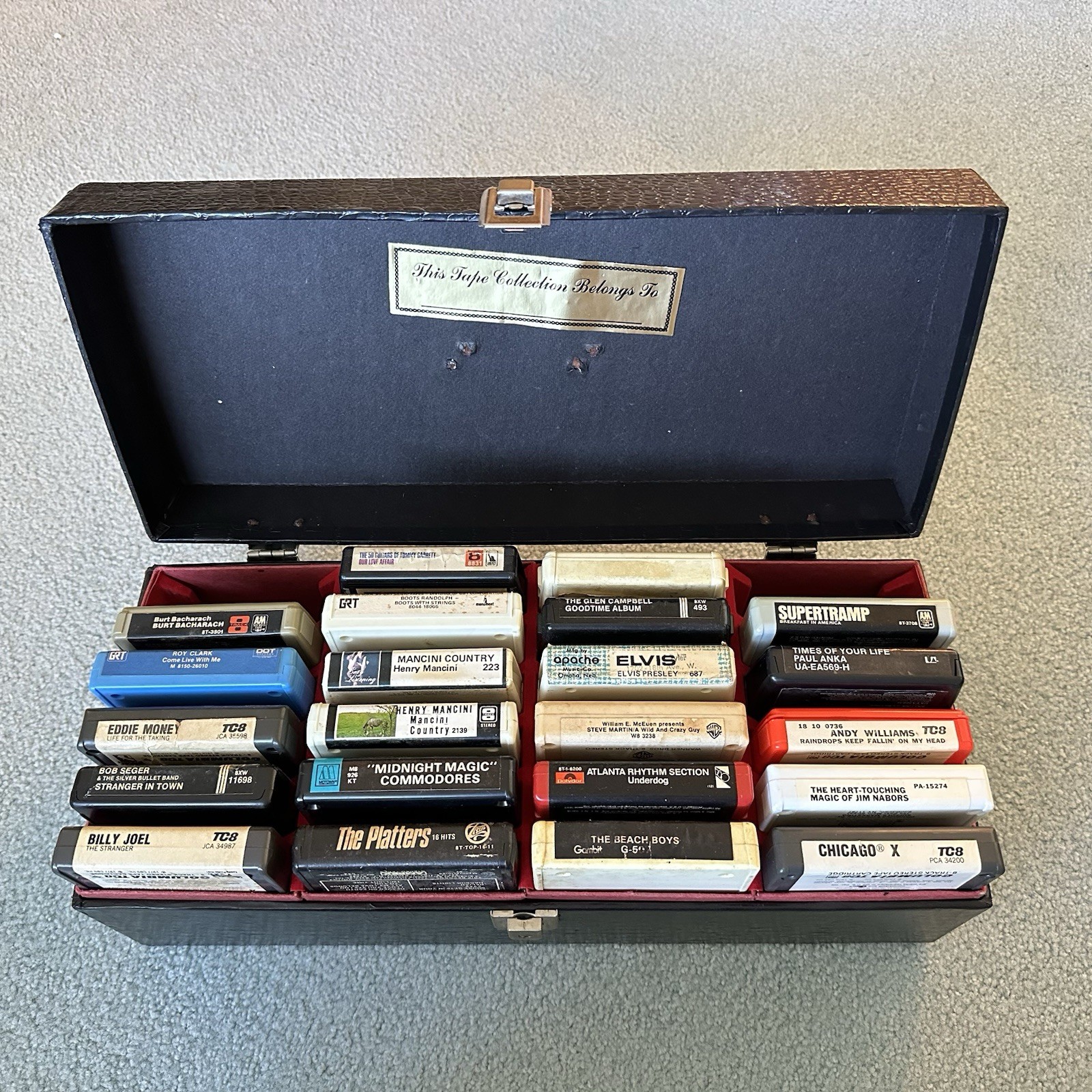 Vintage 8 Track Tape Lot of 22 w/ Storage Case 70s 80s Classic Rock Pop Country