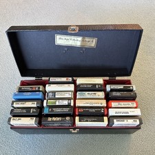 Vintage 8 Track Tape Lot of 22 w/ Storage Case 70s 80s Classic Rock Pop Country picture