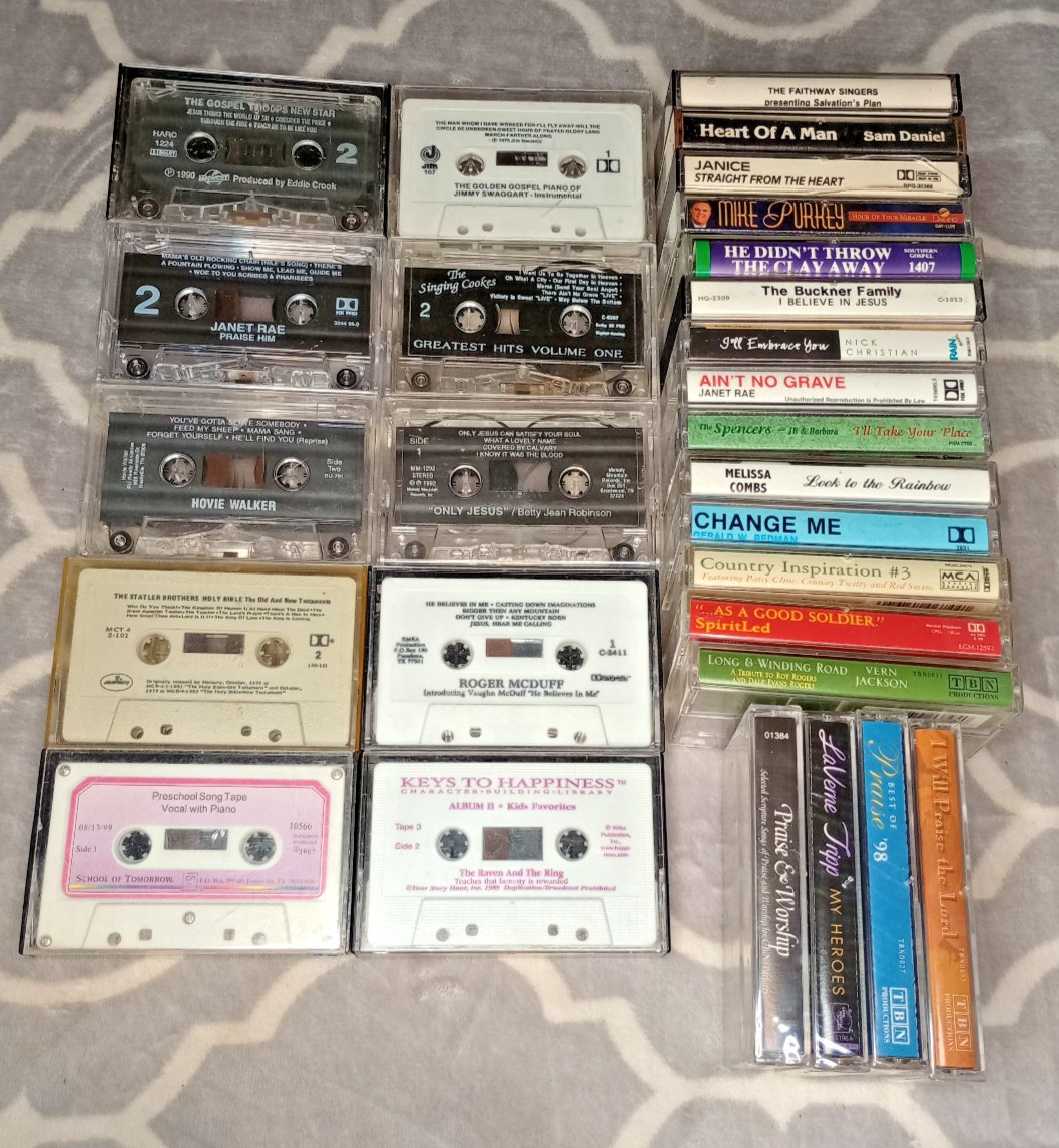 VTG Lot of 28 Cassette Tapes Christian, Praise, Worship, Gospel, Singing - 4 NEW