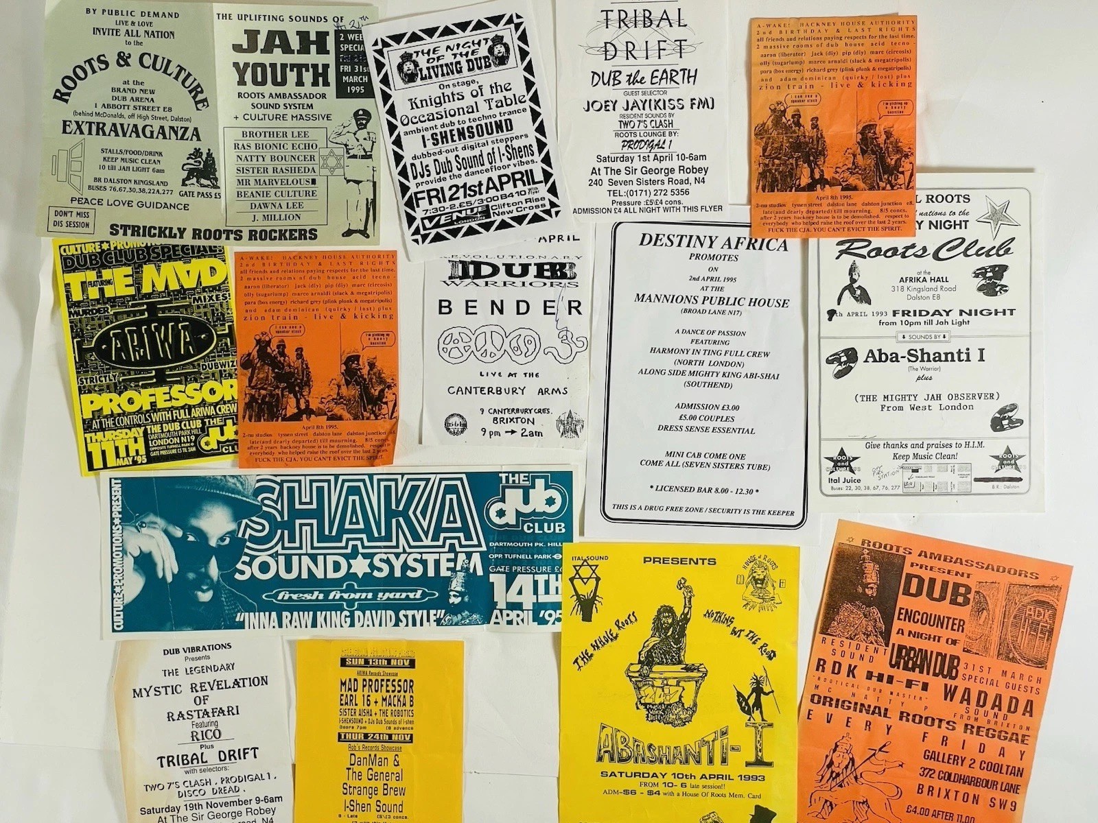 RARE 15+ 1990s UK Reggae Dub Flyers London Sound System Aba-Shanti Mad Professor