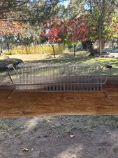Vintage MCM Chrome Wire Vinyl LP Record Storage Rack Holder 50 Albums Wood Large picture