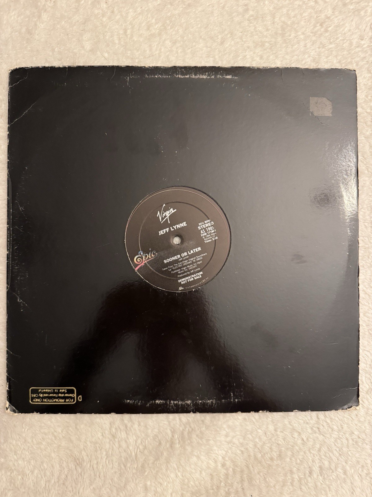 Jeff Lynne (ELO) Video / Sooner Or Later RARE DEMO 12” Vinyl 1984 TESTED NM