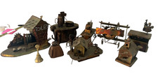 Vintage Metal Brass Lot 9  Music Box  Outhouse  Stove  Airplane  Cow Bell + More picture