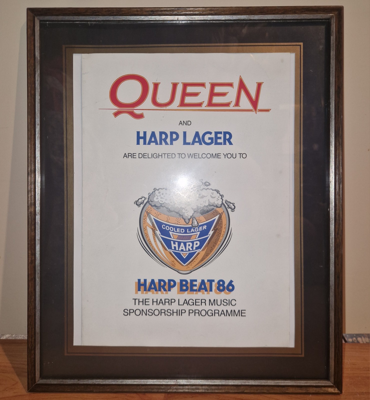 Framed Queen 1986 Harp Beat Lager Music Magic Tour Pullout Sponsorship Programme