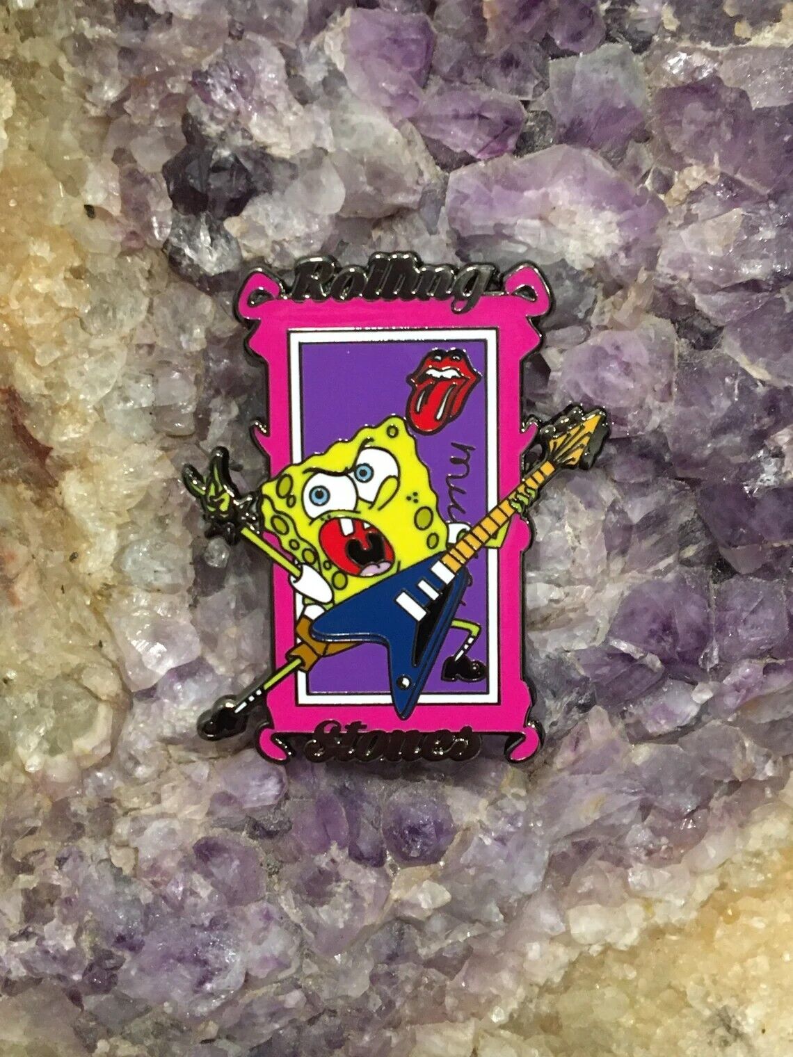 The Rolling Stones Meme SpongeBob SquarePants Blue Guitar Heady Festival Hat Pin
