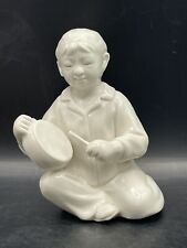 Japanese Girl Playing The Drum Statue White Porcelain Figure picture