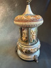 Rare Vintage Reuge Capodimonte Italian Cherub Carousel Music Box Swiss Movement picture