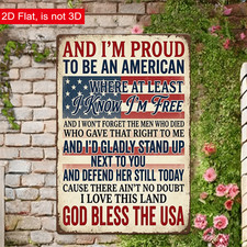 Tin Metal Signs Home Décor Patriotic Flag and Lyrics Vintage-Style Decorative picture
