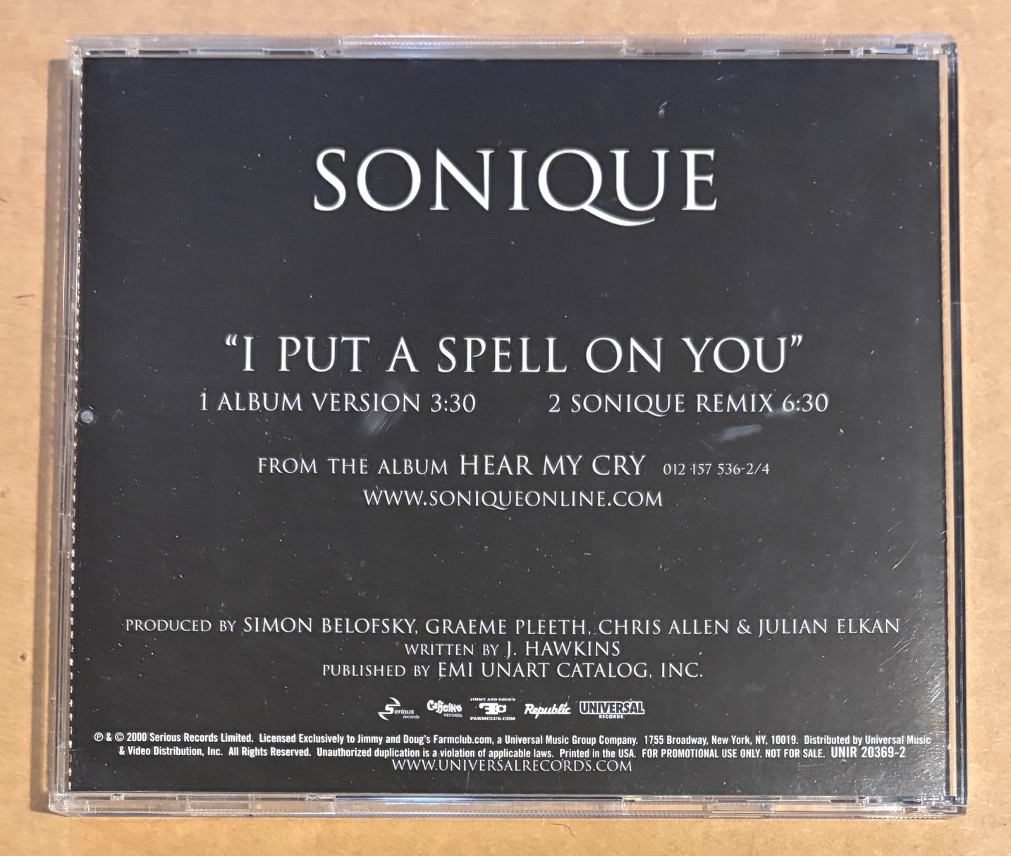 Sonique - I Put a Spell On You RARE promo radio only CD single w/ remix '00