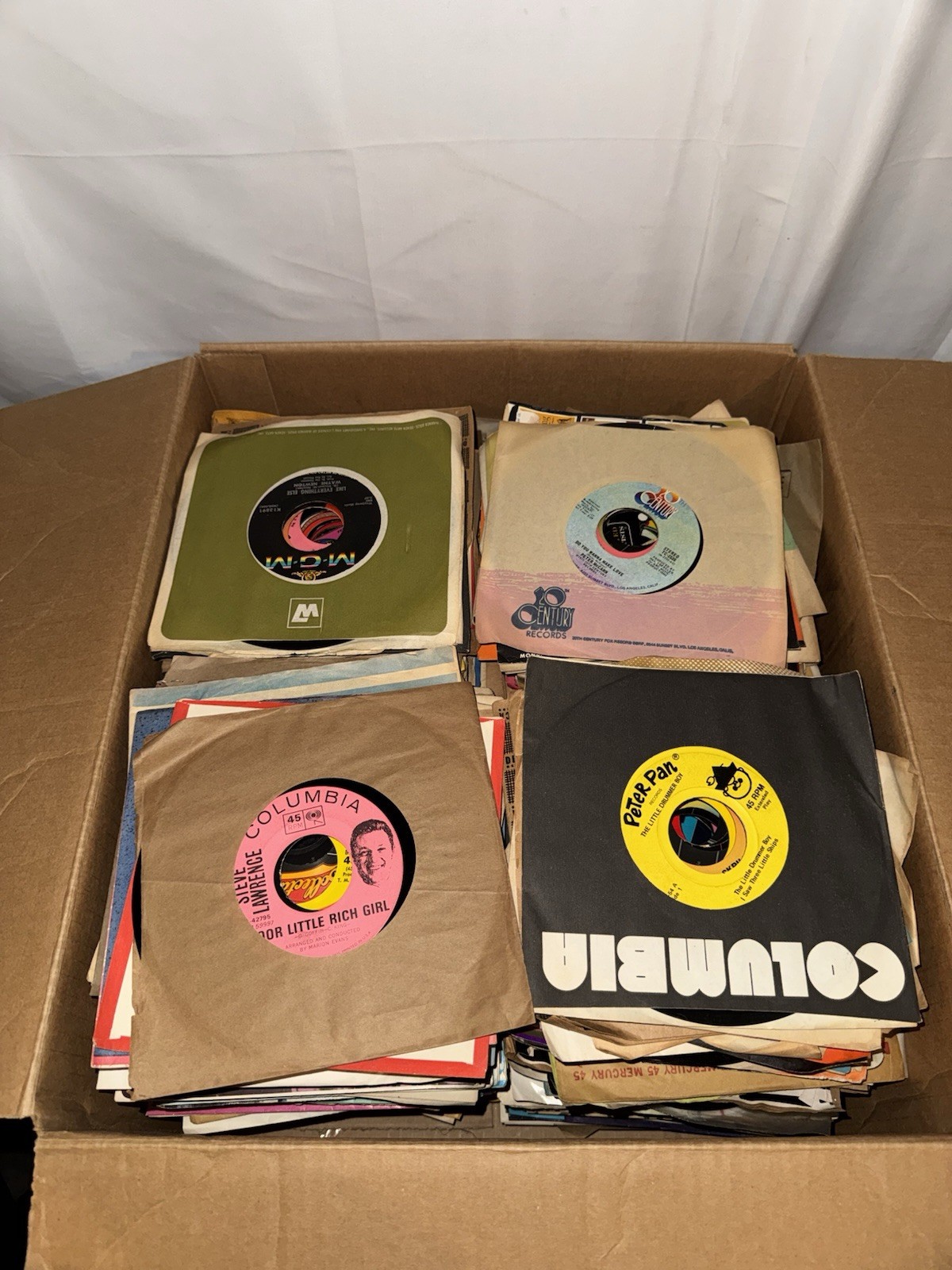 Wholesale Box Lot Of Over 450 45 RPM Records From Huge Collection Mixed Variety