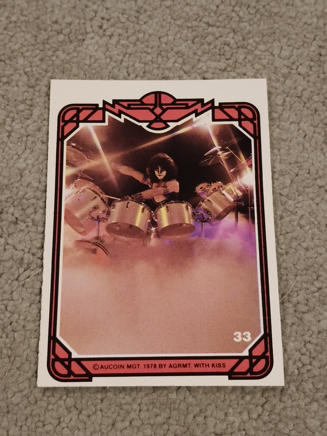 KISS 1980 DONRUSS SERIES 3 AUSTRALIA AUSSIE AUCOIN ERIC CARR NUMBER 33 CARD