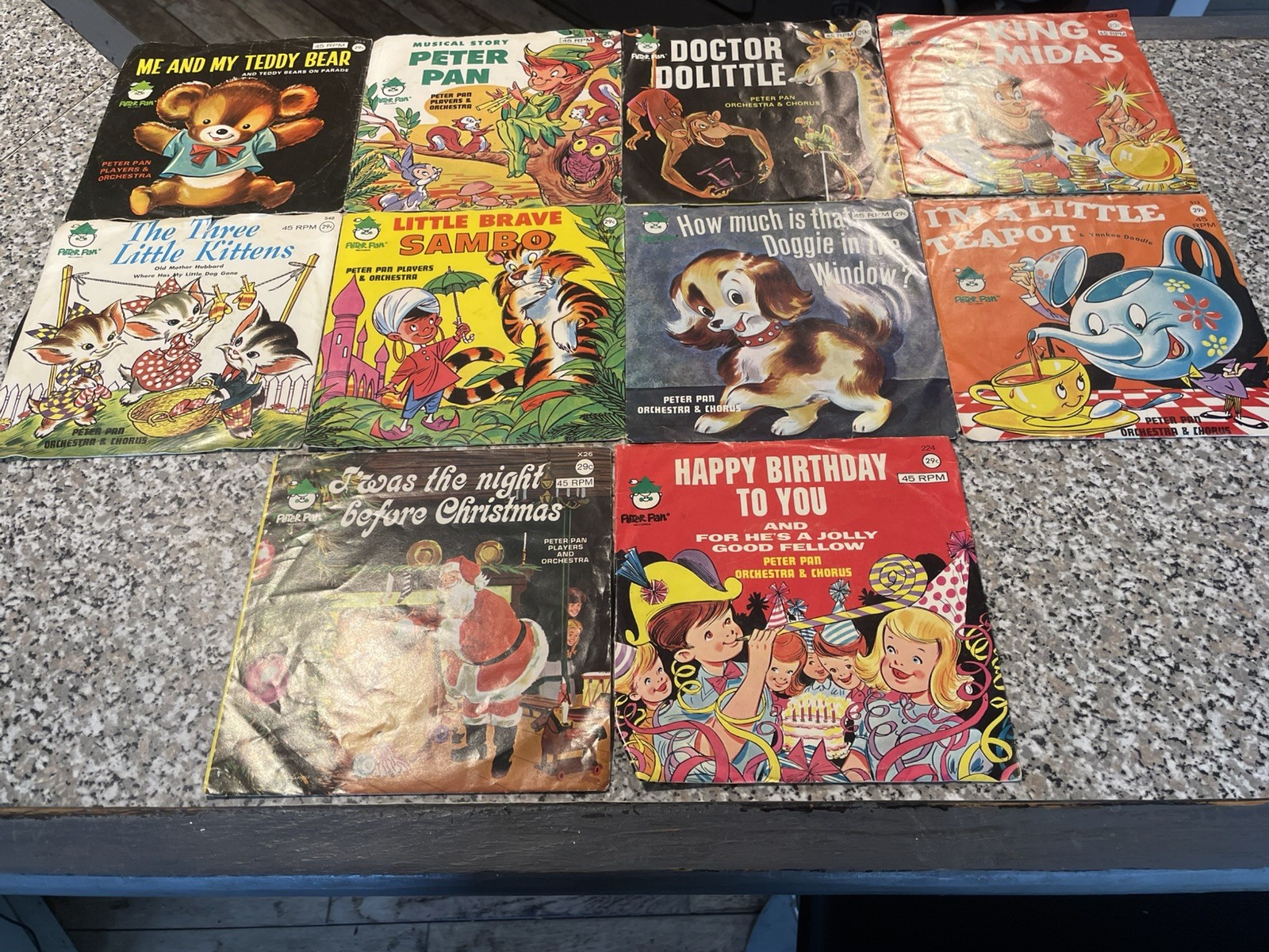 Lot of 10 Peter Pan Vintage Children’s 45 RPM 7\
