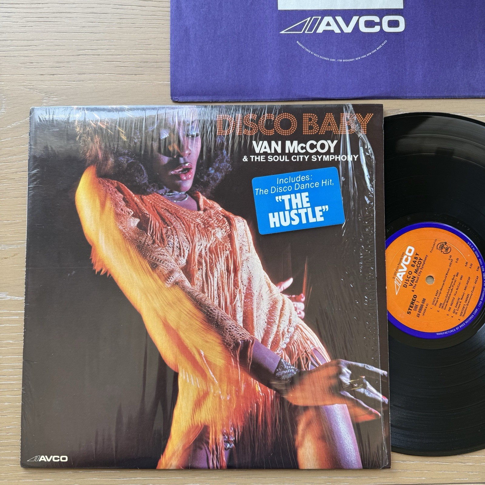 Van McCoy Disco Baby LP 1975 AVCO The Hustle In Shrink Hype OG Sticker US Press