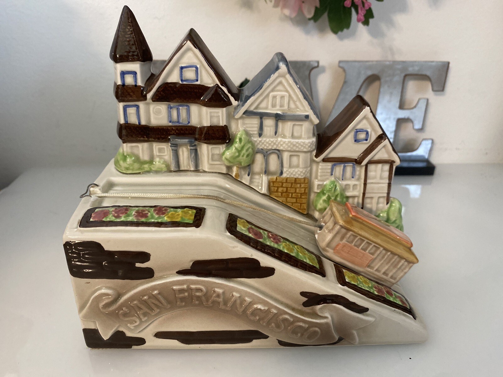 Vintage San Francisco Streets Music Box Trolley Car Ceramic Westland Co 1980 EUC