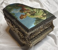 1950s Vintage Ornate Gold-Tone Grand Piano Jewelry Music Box picture
