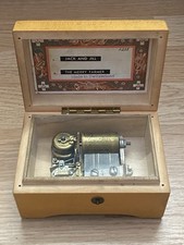 Vintage Thorens Swiss Made Wood Music Box Plays Jack and Jill & Merry Farmer picture