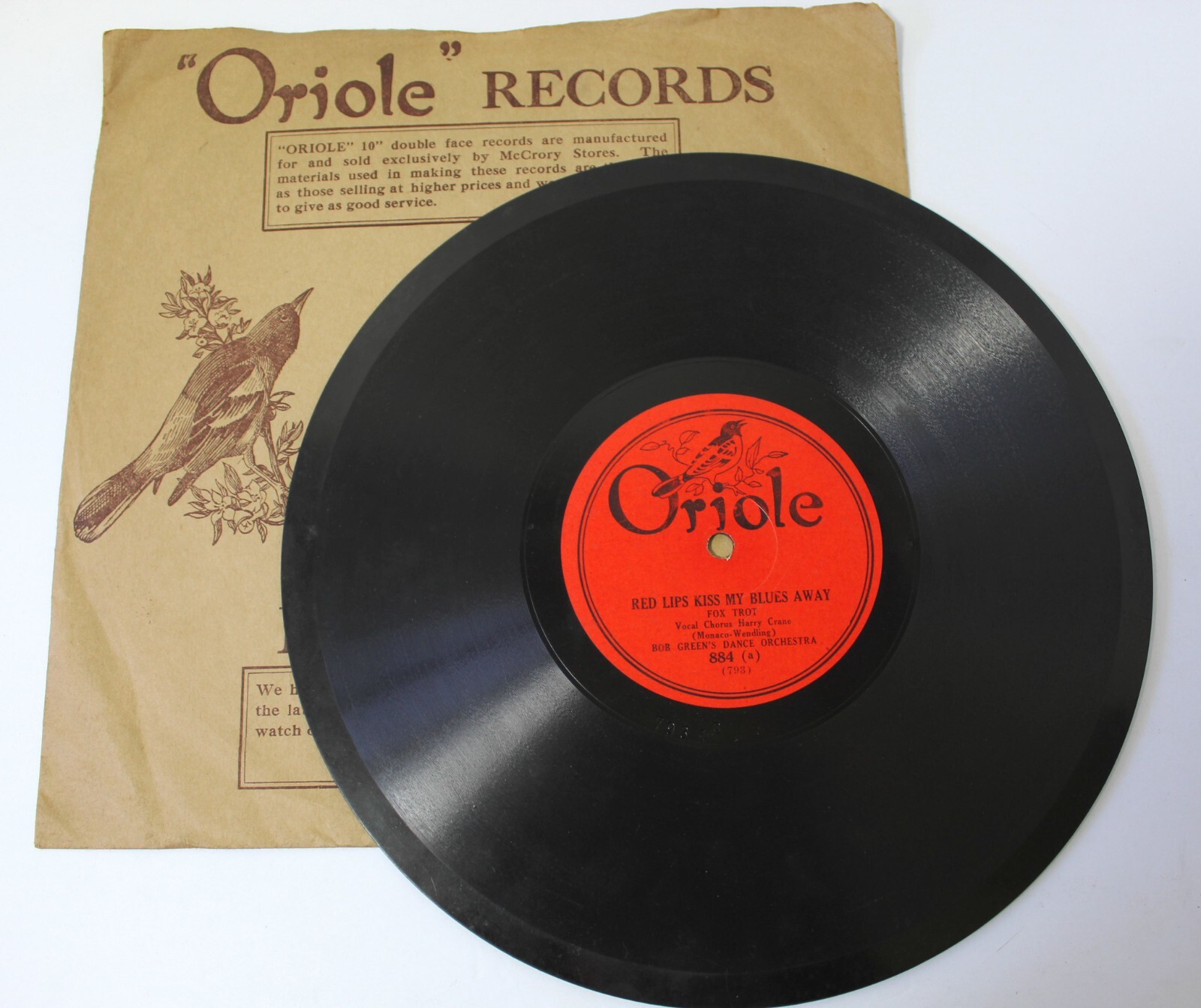 Bob Green\'s Dance Orch - Red Lips Kiss My Blues Away & You Never Cared - Oriole