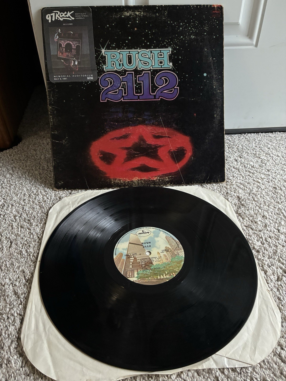 Rush 2112 Vinyl LP 1976 Og US Press W Otto Satin Cloth Rush 81’ Concert Sticker