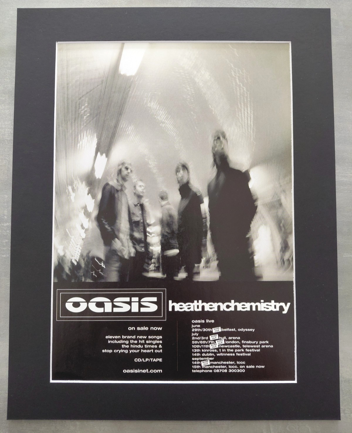 Oasis Heathen Chemistry 2002 UK Tour Promo Original Tour Advert Mounted 14x11\