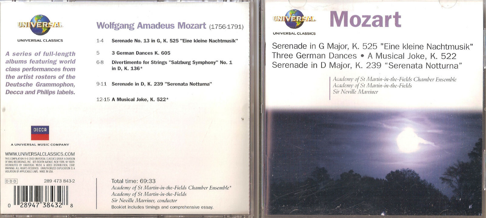 Mozart: Eine kleine Nachtmusik; Three German Dances (CD, 2003, Decca) #0421NU