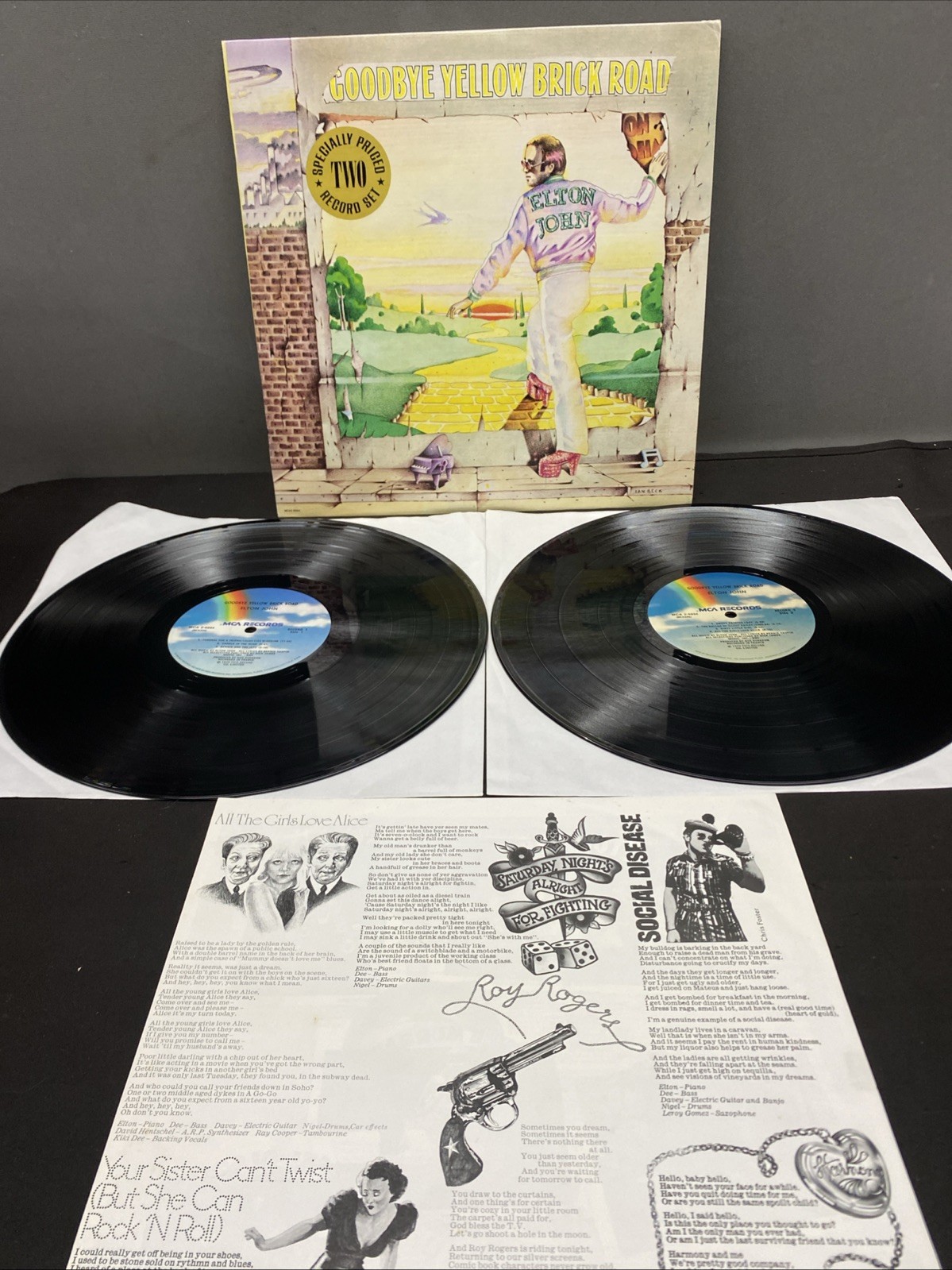 Elton John- Goodbye Yellow Brick Road- 2XLP Vg EX MCA2-6894 Classic Rock Pop